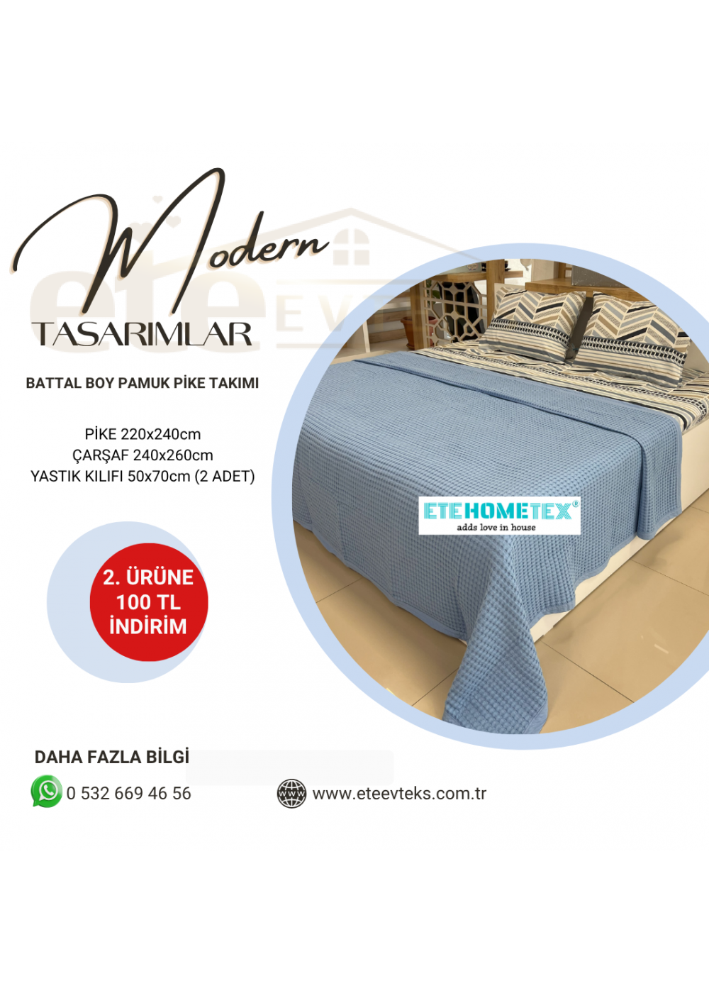 ETEHOMETEX ÇİFT KİŞİLİK HAVUZLU PİKE TAKIMI MAVİ 8696474231882 ETEHOMETEX ÇİFT KİŞİLİK HAVUZLU PİKE TAKIMI MAVİ 8696474231882